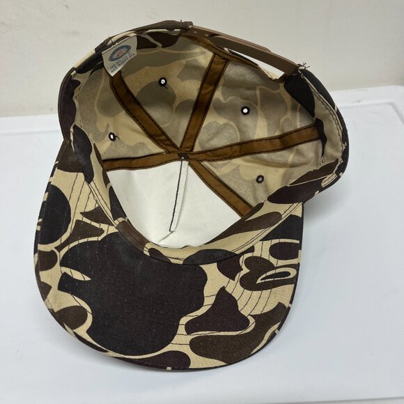 Vintage Brown Tan Duck Camouflage Snapback Hat Youngan Hunt Camo Blank - Picture 4 of 7
